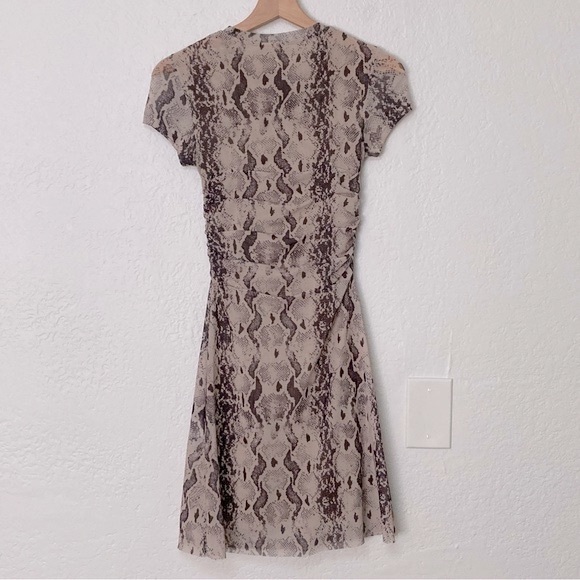 &otherstories Tan Black Snake Print Ruched Mini Dress, Size 0 - Picture 3 of 8